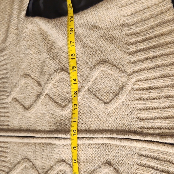 100% wool chunky oatmeal English country fishermen's cableknit cardigan sweater - Picture 11 of 12